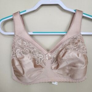 GLAMORISE MagicLift Bra Full Figure Wireless Comfort Strap Lace Nude 1000 SZ 36F